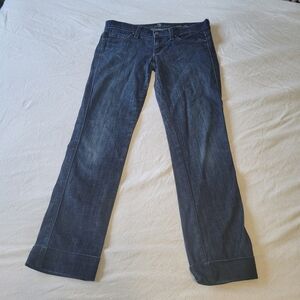 7 For All Mankind Edie Flood Jeans Cuffed Women's Size 28 Dark Wash Low Rise